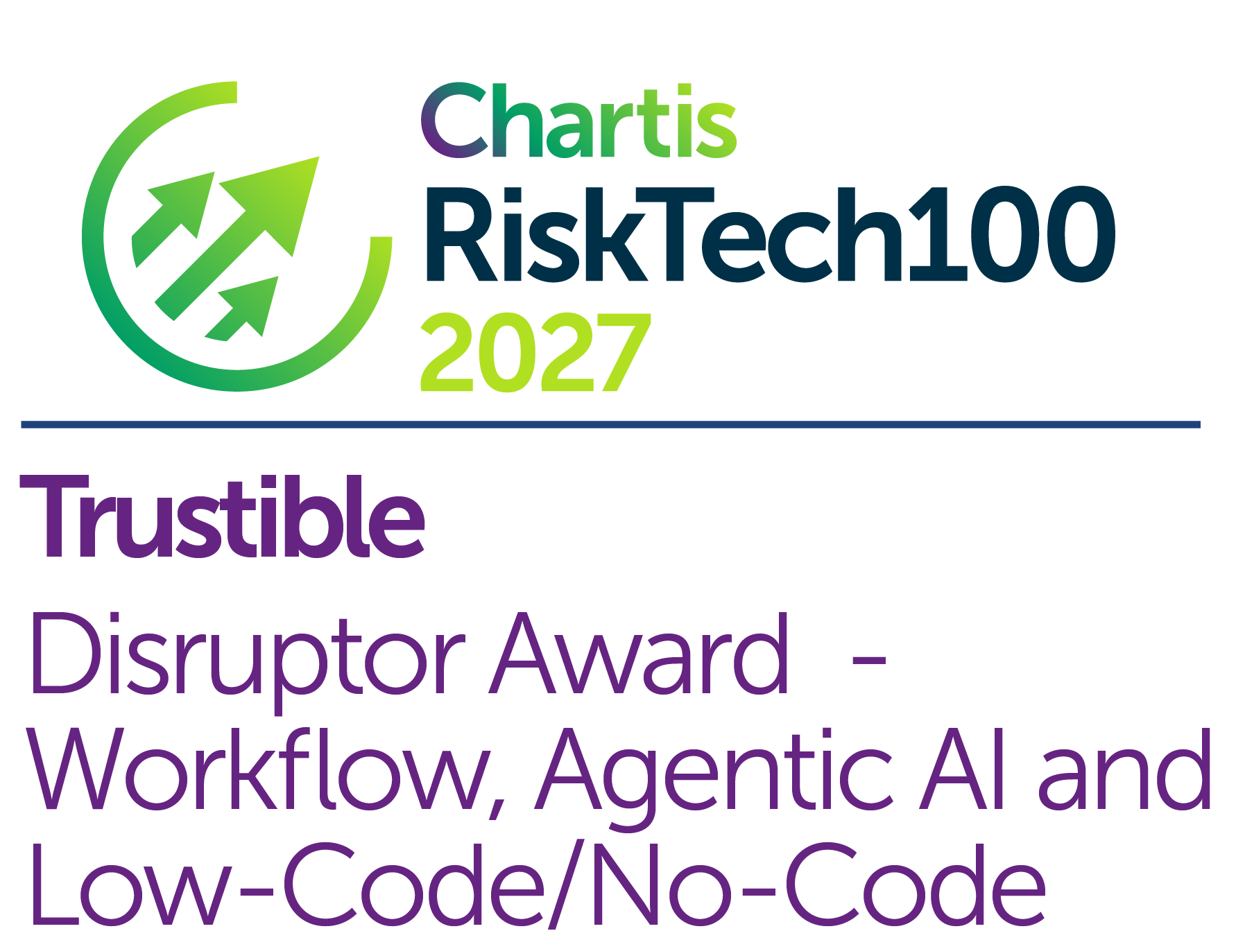 Chartis RiskTech100 2027: Trustible, Disruptor Award for Workflow, Agentic AI and Low-Code/No-Code